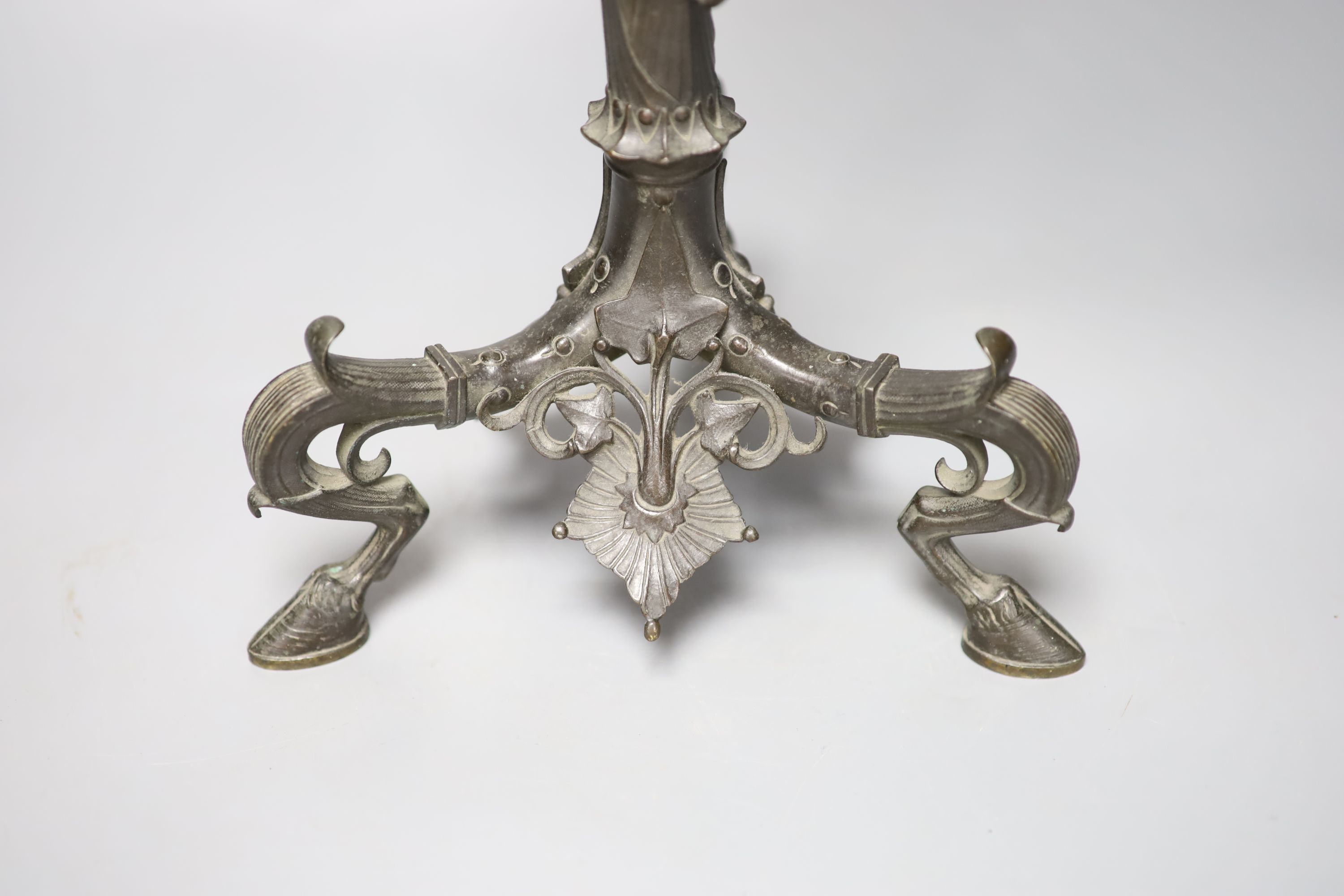 A 19th century bronze six branch candelabra, height 68.5cm